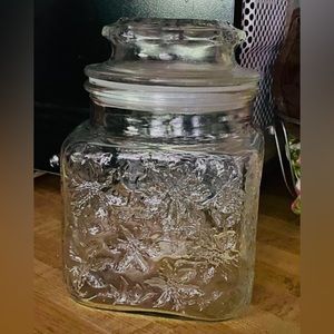 Princess House Fantasia Canister 
Height: 6 3/8 in
Width: 4 1/8 in